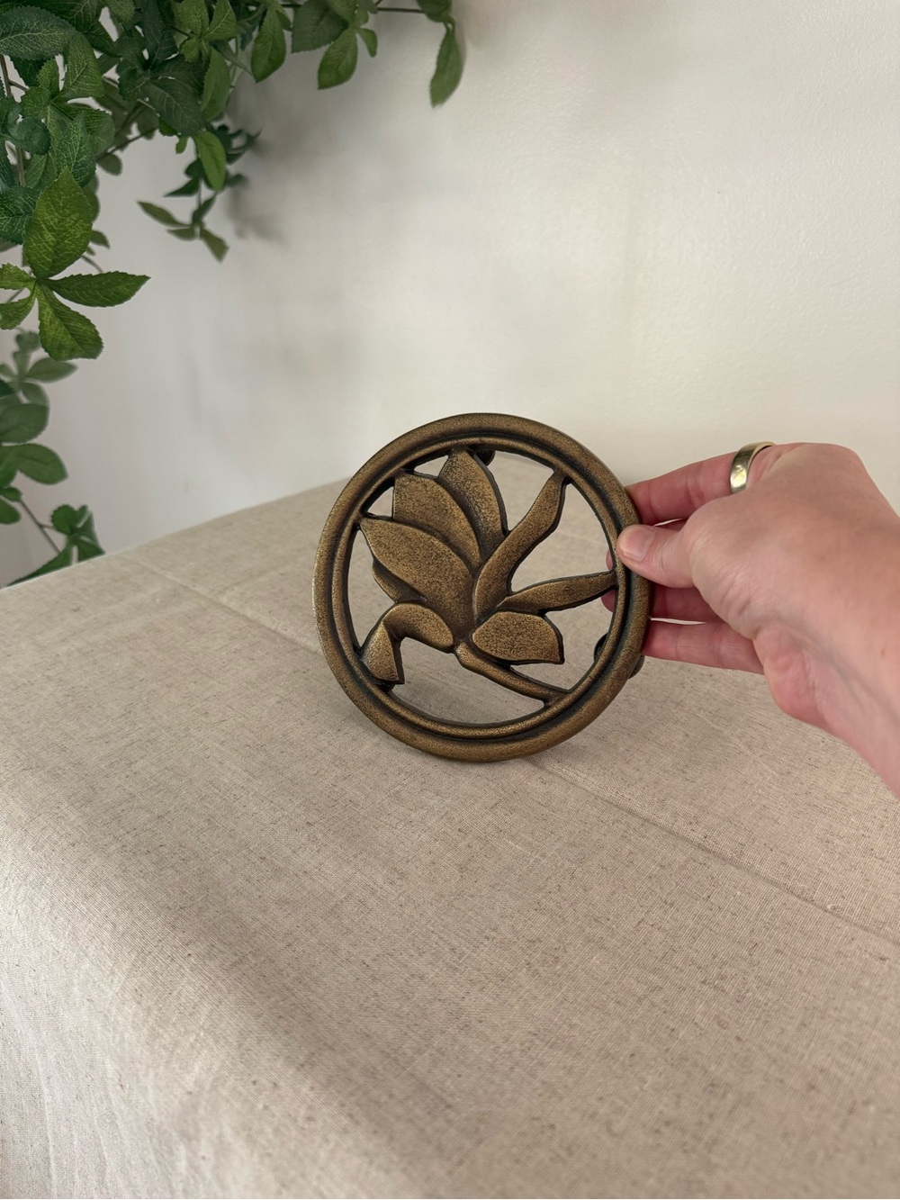 Magnolia Antique Brass Trivet